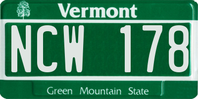 VT license plate NCW178
