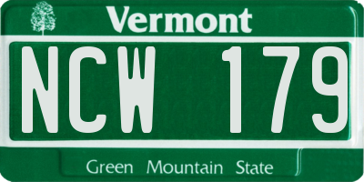 VT license plate NCW179