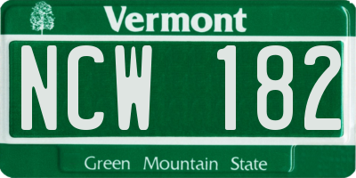 VT license plate NCW182