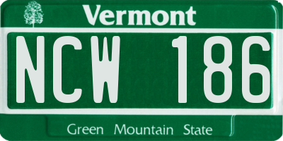VT license plate NCW186