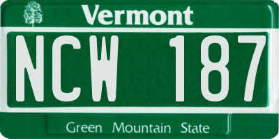 VT license plate NCW187