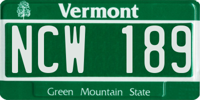 VT license plate NCW189