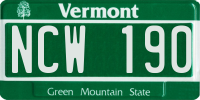 VT license plate NCW190