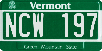 VT license plate NCW197