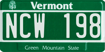 VT license plate NCW198