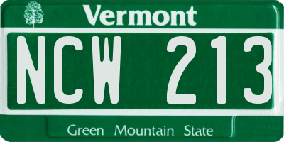 VT license plate NCW213