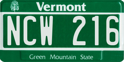 VT license plate NCW216