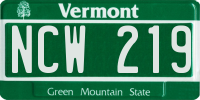 VT license plate NCW219