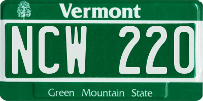 VT license plate NCW220