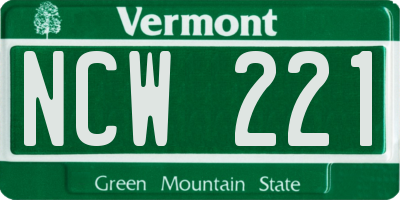 VT license plate NCW221