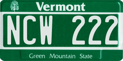 VT license plate NCW222