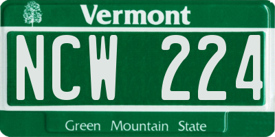 VT license plate NCW224