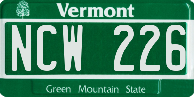 VT license plate NCW226