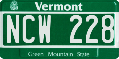 VT license plate NCW228