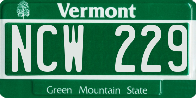 VT license plate NCW229