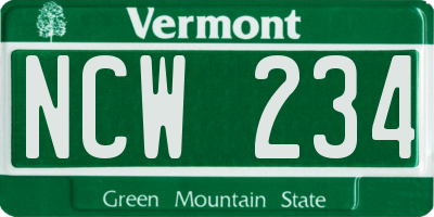 VT license plate NCW234