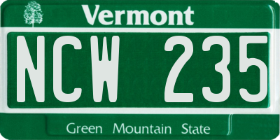 VT license plate NCW235