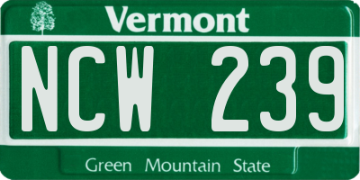 VT license plate NCW239