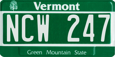 VT license plate NCW247
