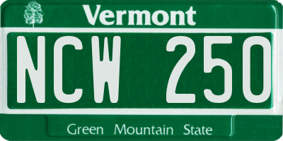 VT license plate NCW250