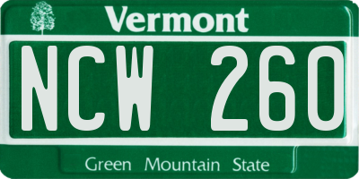 VT license plate NCW260