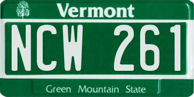VT license plate NCW261