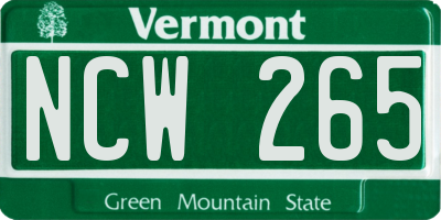 VT license plate NCW265