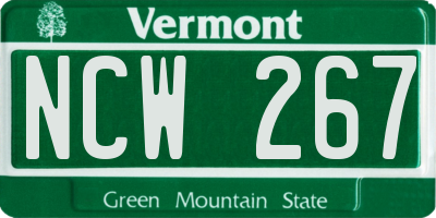 VT license plate NCW267