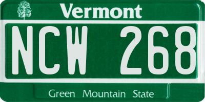VT license plate NCW268