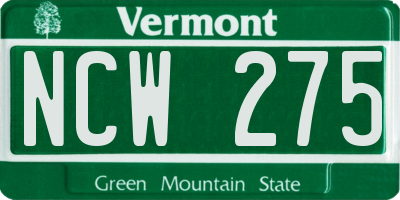 VT license plate NCW275