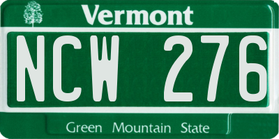 VT license plate NCW276