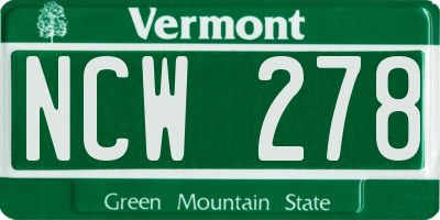 VT license plate NCW278