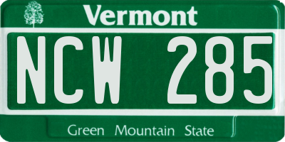 VT license plate NCW285