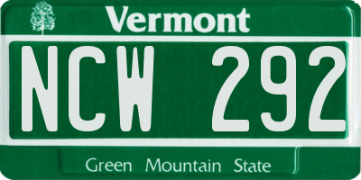 VT license plate NCW292