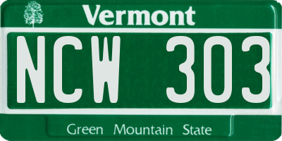 VT license plate NCW303