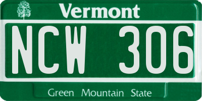 VT license plate NCW306