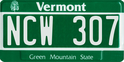 VT license plate NCW307