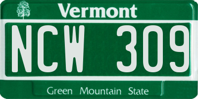 VT license plate NCW309