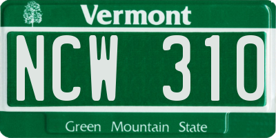 VT license plate NCW310