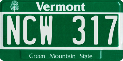 VT license plate NCW317