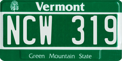 VT license plate NCW319