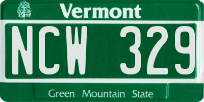 VT license plate NCW329