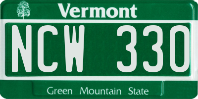 VT license plate NCW330
