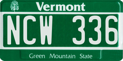 VT license plate NCW336