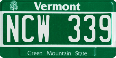 VT license plate NCW339