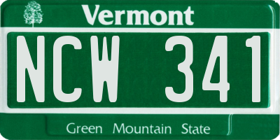 VT license plate NCW341