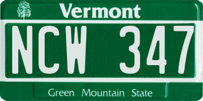 VT license plate NCW347