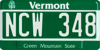 VT license plate NCW348