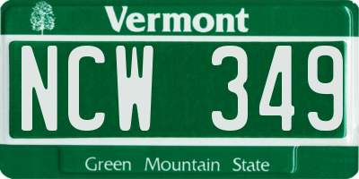 VT license plate NCW349