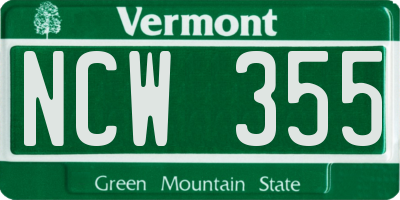VT license plate NCW355